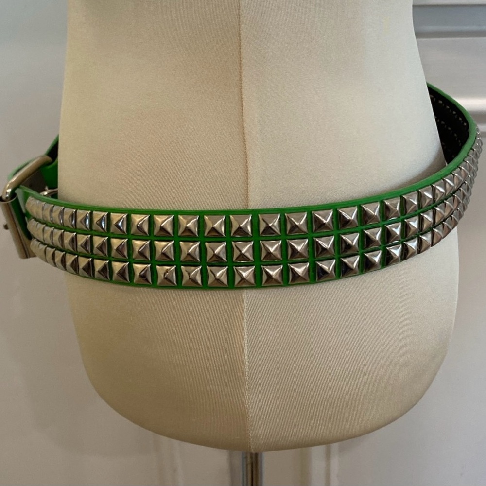 TILT Y2k Bright Green Studded Belt punk rock grunge retro Streetwear - Picture 2 of 6